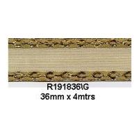 36mm Bowtique Mesh Fancy Edge Ribbon 4m Gold