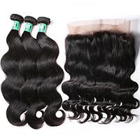 360 Lace Frontal Closure with Bundles Body Wave Brazilian Virgin Human Hair Weaves 3 Bundles with One 360 Frontal