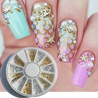 36Pcs Metal Mermaid Sea Horse Shell Nail Studs Gold Silver Starfish 3D Nail Art Decoration