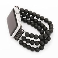 38/42mm Black Jewelry Beads Flexible Cord Wrist Watch Bracelet Watch Band for Apple Watch Series 1/2