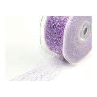 38mm Shiny Net 'Angel Hair' Ribbon Trimming Lilac/Silver