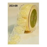 38mm may arts sheer rosette dimensional flower ribbon ivory