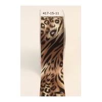 38mm May Arts Tiger Animal Print Satin Ribbon Black & Brown