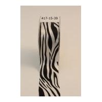 38mm May Arts Zebra Animal Print Satin Ribbon Black & White