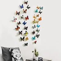 38 Pcs Set of 2 3D Emulational Butterfly PVC Wall Stickers with Foam Stick 38 Pieces PVC/Plastic