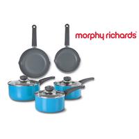 £39 instead of £52.99 for an eight-piece Morphy Richards stainless steel induction pan set from Deals Direct - choose red or blue and save 26%
