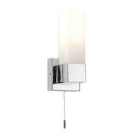 39627 Square 1 Light Bathroom Switched Chrome Wall Light