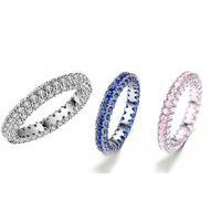 3ct simulated sapphire rhodium plated eternity ring