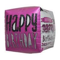 3D Happy Birthday Doodle Cube Foil Balloon 43 cm