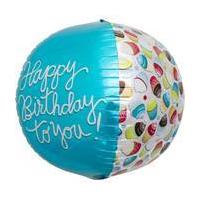 3D Happy Birthday Cupcake Sphere Foil Balloon 43 cm