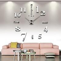 3D Large Mental Home Decor DIY Creative Personality Wall Clock for Living Room 12S015-S