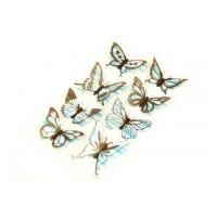 3D Beautiful Butterfly Stickers Brown/Blue Stripes