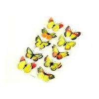 3D Beautiful Butterfly Stickers Yellow/Orange A