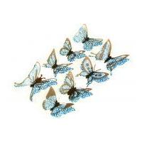 3D Beautiful Butterfly Stickers Brown/Blue Print