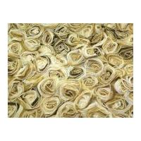 3D Embroidered Mesh Roses Dress Fabric Golden Brown