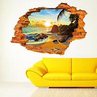 3D Wall Stickers Wall Decals Style Beach Sun Fashion Creative PVC Wall Stickers