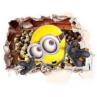 3D Cartoon Despicable Me Minions 3D Wall Stickers Fashion PVC Removable Living Room Bedroom Wall Decals