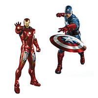 3D Superhero Avengers Iron Man With Captain America 3D Wall Stickers DIY Fashion Living Room Wall Decals