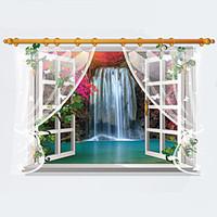 3D Landscape Painting False Window Waterfall 3D Wall Stickers Removable Creative Living Room Bathroom Wall Decals
