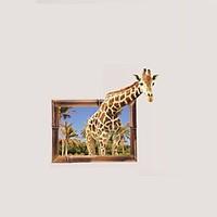 3D Cartoon Giraffe Wall Stickers PVC Deer Beauty Scenery Coconut Tree Wall Decals Home Decoration for Kids Room