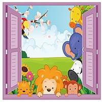 3D Wall Stickers PVC Lion Elephant Birds Wall Decals Cartoon Animals Flowers Stickers For Family Home Decor