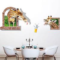 3D Giraffe Family 3D Wall Stickers DIY Removable Animal Bedroom Living Room 3D Wall Stickers
