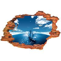 3D Wall Stickers Wall Decals Style Blue Sky Sea Sailing PVC Wall Stickers