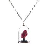 3D Printed Human Heart Bell Jar Necklace - Colour: Red