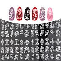 3D Silver Flowers Nail Stickers Decals Metallic Mixed Designs DIY Nail Art Decoration Tool