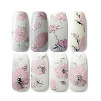 3D Nail Stickers Embossed Pink Flowers Design Nail Art Decal Tips Stickers Sheet Manicure