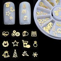 3d gold metal nail art sticker decoration wheel christmas mix designs  ...