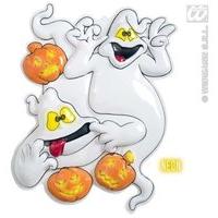 3d Ghosts With Pumpkins 36x51cm Accessory For Halloween Fancy Dress