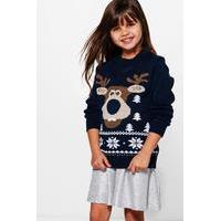 3D Rudolph Nose Christmas Jumper - navy