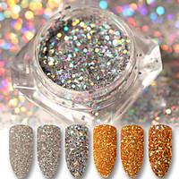 3g holo gold silver glitter powder laser paillette nail dust powder ma ...