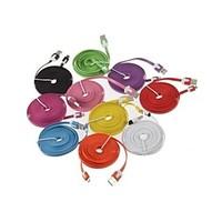 3M V8 Micro USB Noodle Data Cable for Samsung Galaxy S5/S4/S3/S2 and HTC/Nokia/Sony/LG (Assorted Colors)