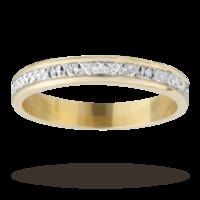 3mm Ladies diamond cut wedding band in 18 carat yellow gold