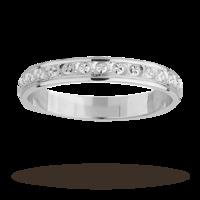 3mm ladies diamond cut wedding band in 18 carat white gold ring size j