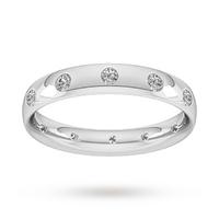 3mm 0.33 Carat Total Weight Twelve Stone Brilliant Cut Rub Over Diamond Set Wedding Ring in Platinum