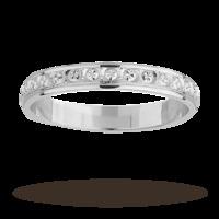 3mm Ladies diamond cut wedding band in 18 carat white gold