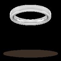 3mm Traditional Court Heavy Matt Centre With Grooves Wedding Ring In 9 Carat White Gold