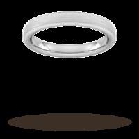 3mm Slight Court Standard polished chamfered edges with matt centre Wedding Ring in 18 Carat White Gold - Ring Size O