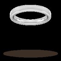 3mm Slight Court Standard matt centre with grooves Wedding Ring in 9 Carat White Gold - Ring Size J