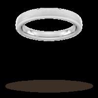 3mm Slight Court Standard polished chamfered edges with matt centre Wedding Ring in Platinum - Ring Size N