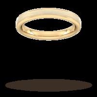 3mm Slight Court Standard matt centre with grooves Wedding Ring in 9 Carat Yellow Gold - Ring Size N