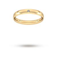 3mm Brilliant Cut Rub Over Diamond Set Wedding Ring in 9 Carat Yellow Gold