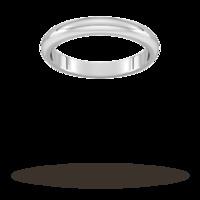 3mm D Shape Heavy Wedding Ring In 18 Carat White Gold - Ring Size O