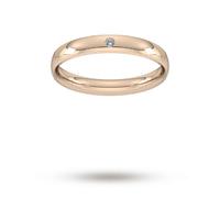 3mm Brilliant Cut Rub Over Diamond Set Wedding Ring in 9 Carat Rose Gold