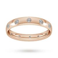 3mm 0.33 Carat Total Weight Twelve Stone Brilliant Cut Rub Over Diamond Set Wedding Ring in 9 Carat Rose Gold - Ring Size M