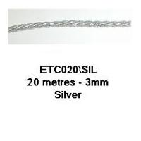 3mm essential trimmings decorative cord trimming silver