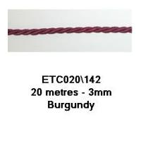 3mm Essential Trimmings Decorative Cord Trimming Burgundy